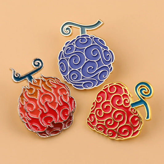 DEVIL FRUITS One Piece Enamel Pins Set 3pcs Anime Backpack Brooches Jewelry Gifts