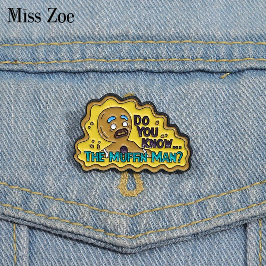 Muffin Man Enamel Pins Custom Game Character Brooches Lapel Badges Funny Jewelry Gift