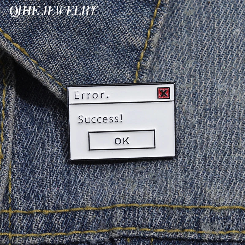 Error Success Meme Enamel Pin Funny Creative Lapel Backpack Fashion Gift