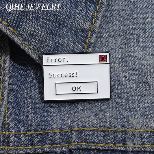 Error Success Meme Enamel Pin Funny Creative Lapel Backpack Fashion Gift