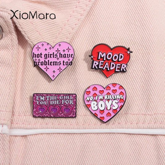 Hot Girls Enamel Pin Heart Brooch Lapel Badge Jewelry Gifts