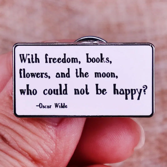 Freedom Books Flowers Moon Enamel Pin Oscar Wilde Quote Lapel Pin Fashion Accessory
