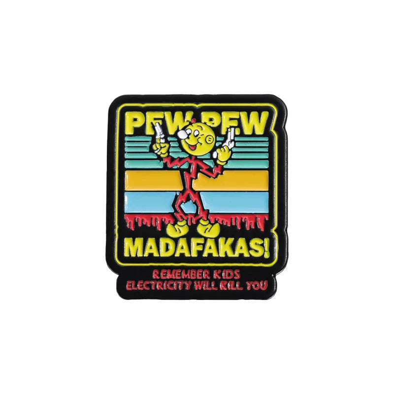 Electricity Warning Enamel Pin Brooch Badge Jewelry Gifts for Kids