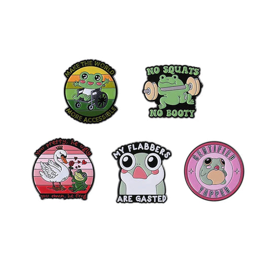 Cartoon Frog Enamel Pin - Funny Brooch Lapel Badge Gift