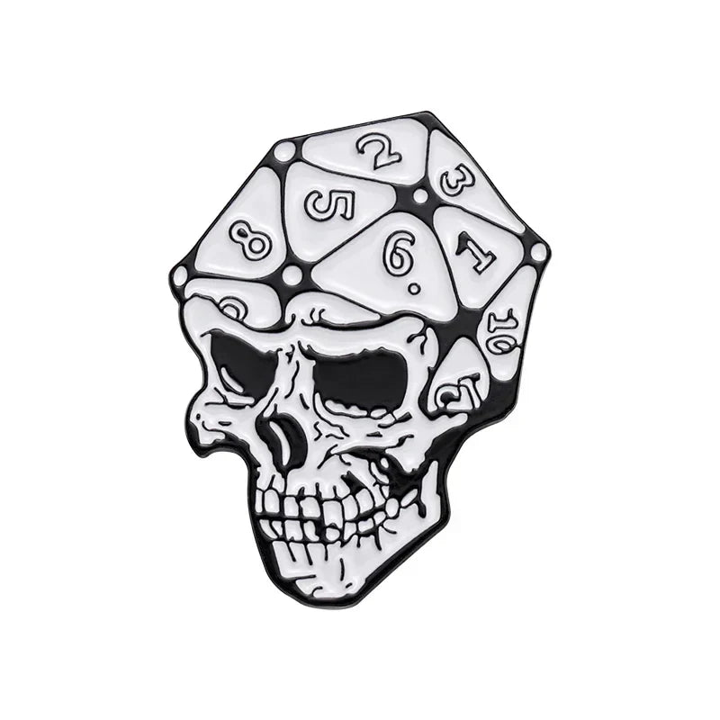 Punk Skull Enamel Pin Anime Badge Metal Brooch Dice Halloween Lapel Hat Jewelry Wholesale
