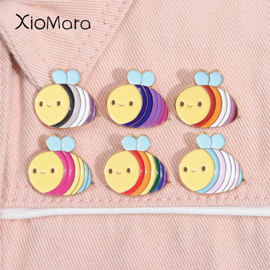 Colorful Bee Enamel Pin Cartoon Brooch Insect Badge Jewelry Gift