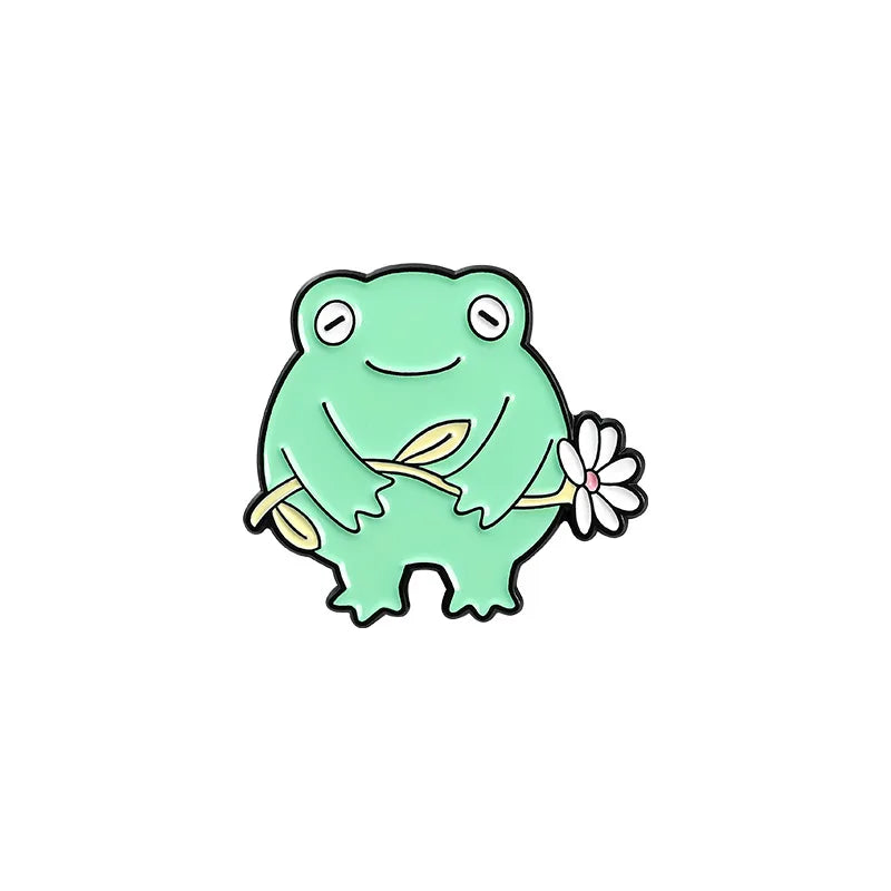 Frog Enamel Pin Cute Funny Anime Brooch Lapel Bag Accessory