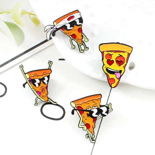 Funny Animal Pizza Enamel Pins Brooches Lapel Badges Gift