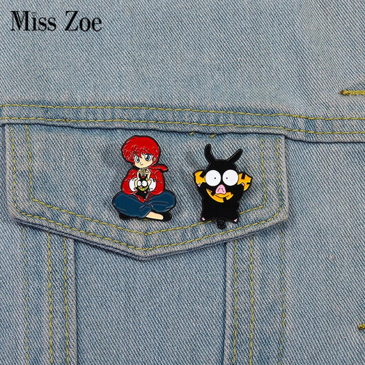 Anime Girl Enamel Pins Cute Pig Brooches Lapel Badges Jewelry Gift for Kids Friends