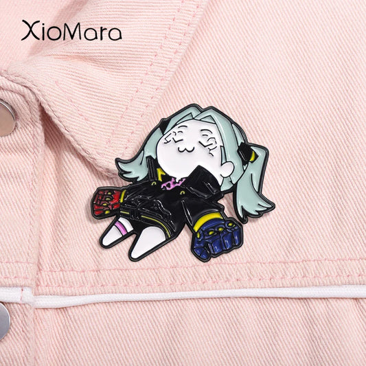 Cyberpunk Anime Girl Enamel Pin Badge Jewelry Gift
