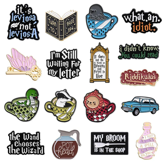 Magic Book Butterfly Key Spell Enamel Pins Wizard Brooch Lapel Badge Jewelry Gifts