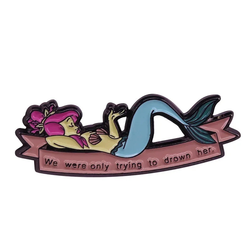 Mermaid Cartoon Enamel Pins Elf Brooch Jacket Backpack Badge Gifts