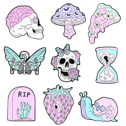Punk Skull Enamel Pin Colorful Brooch Lapel Jewelry Gift