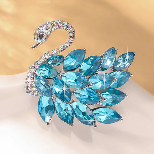 Crystal Swan Brooch - Sparkling Rhinestone Pin for Women and Girls