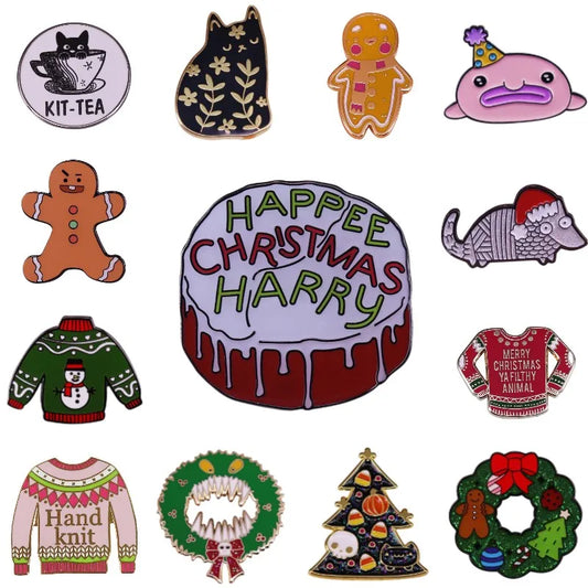 Kawaii Cat Christmas Tree Enamel Pin Brooch Gift