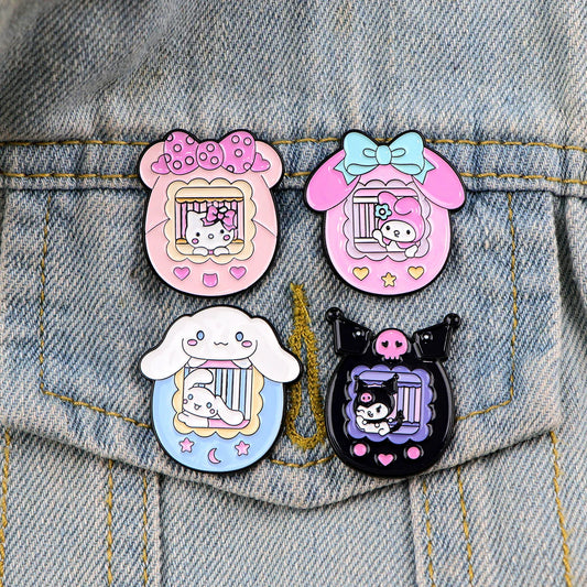 Cartoon Palm Pet Enamel Pin Lapel Brooch for Backpacks and Clothes