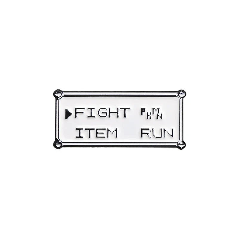 Custom Rectangle Enamel Pins FIGHT ITEM RUN Brooches Lapel Badges Punk Jewelry Gift for Kids Friends