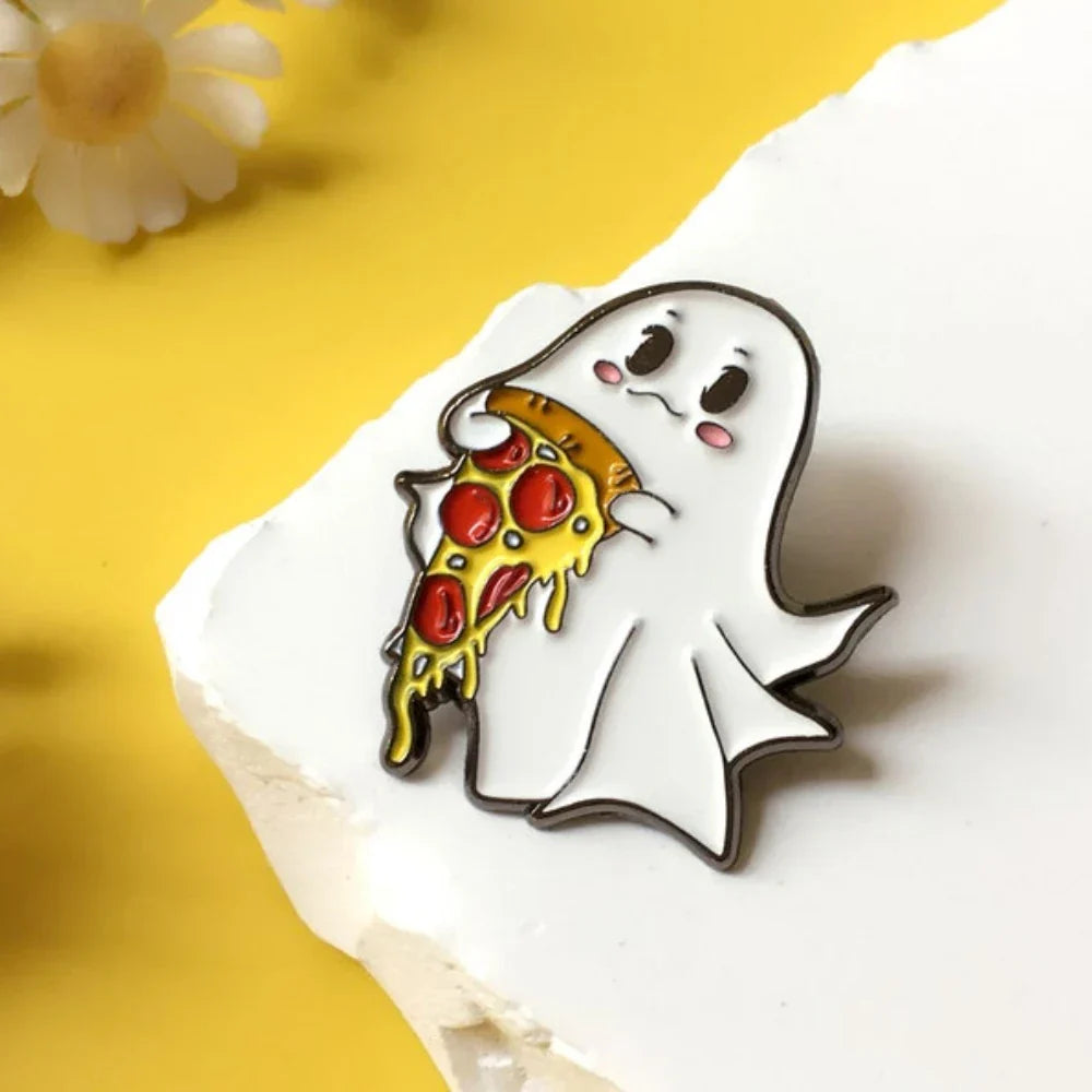 Cute Ghost Guitar Enamel Pin Kawaii Halloween Brooch Gift