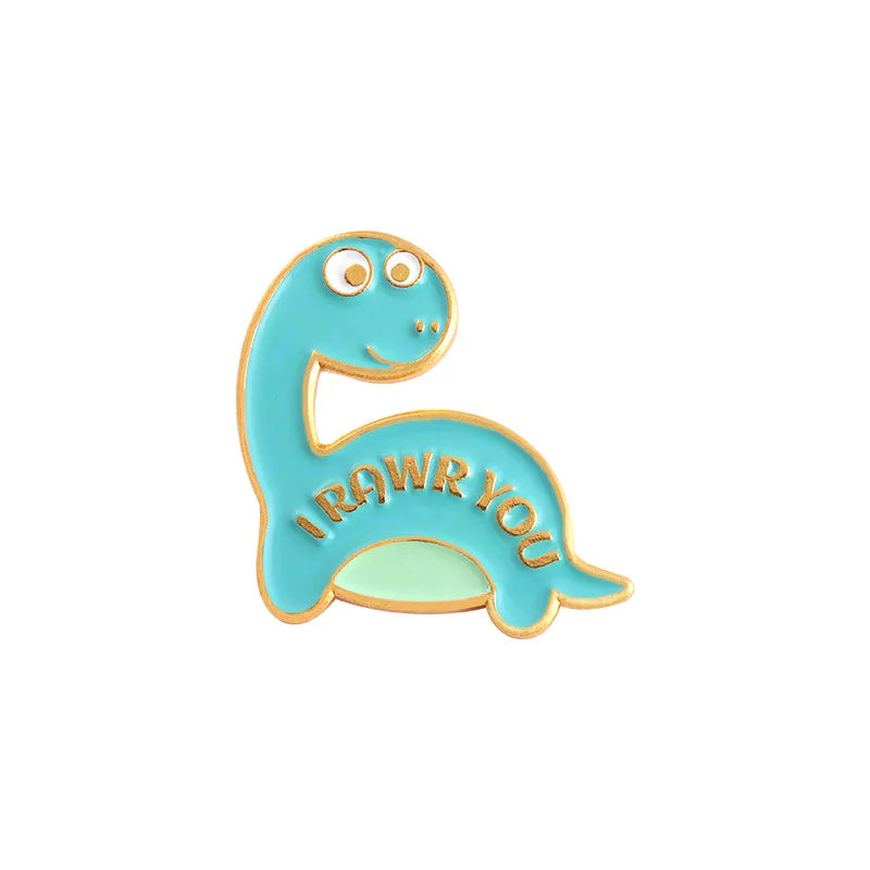 Dinosaur Enamel Brooches Cute Animal Pins Kids Backpack Jewelry Gift