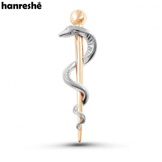 Hanreshe Medical Caduceus Brooch Silver Snake Lapel Pin for Doctors Nurses