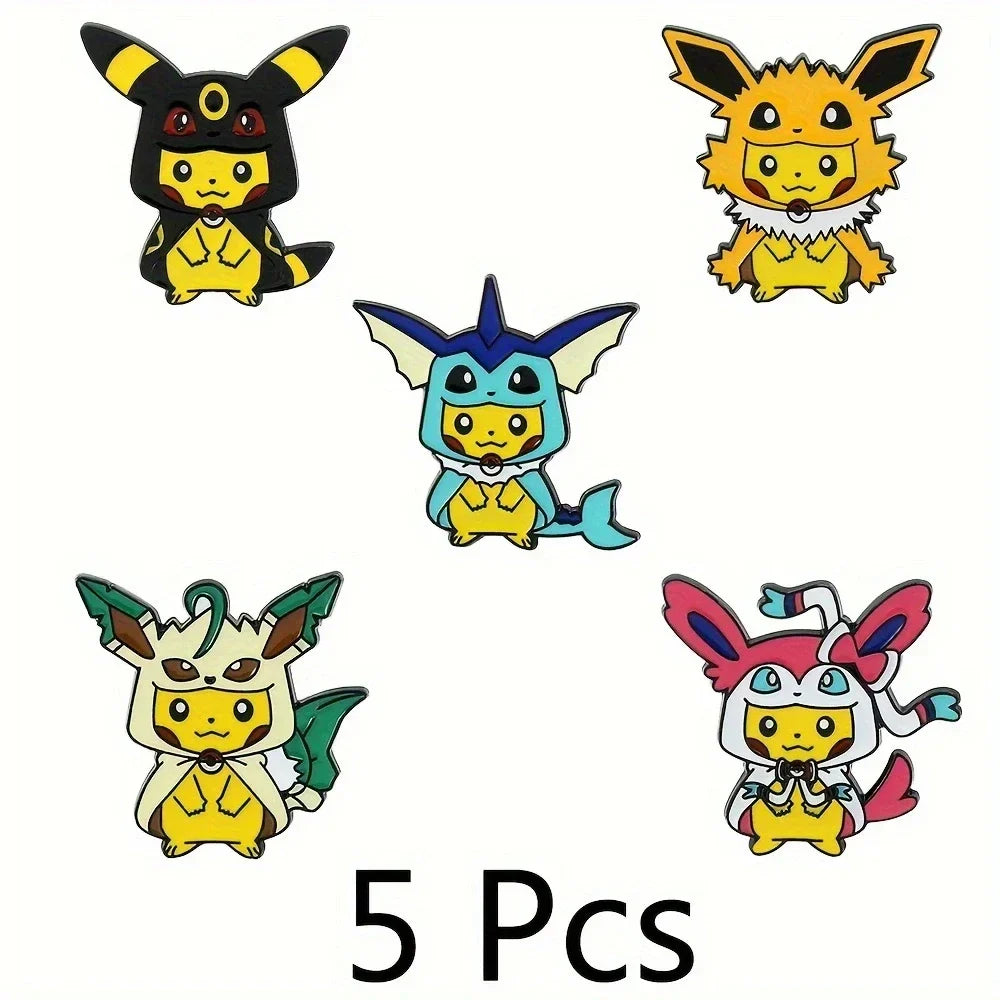 Pikachu Enamel Pin Set - Cute Yellow Elf Brooch Badge for Clothing & Backpack