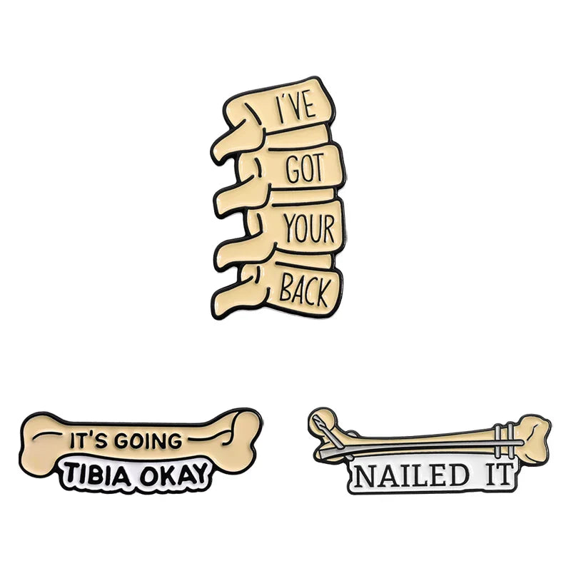 Tibia Okay Spine Brooch Enamel Pin - Funny Medical Jewelry Gift for Doctor