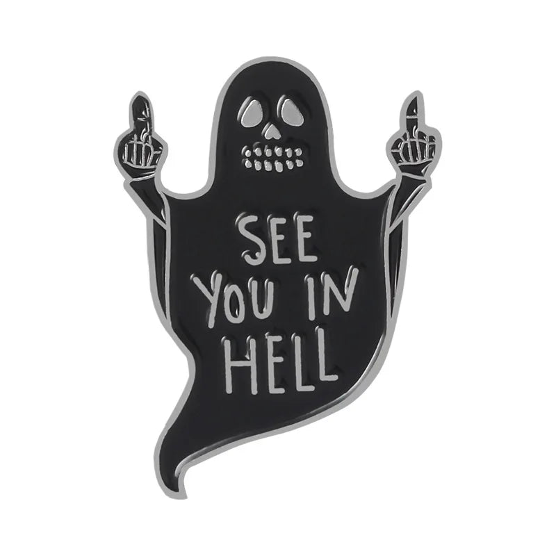 Cat Ghost Brooch Pin for Hat Glasses Pet Party Gifts