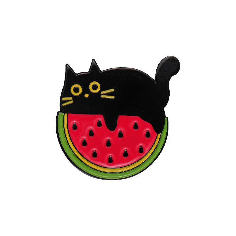Avocado Strawberry Lemon Cat Enamel Pins Cute Kitten Brooches Lapel Badge Jewelry Gifts
