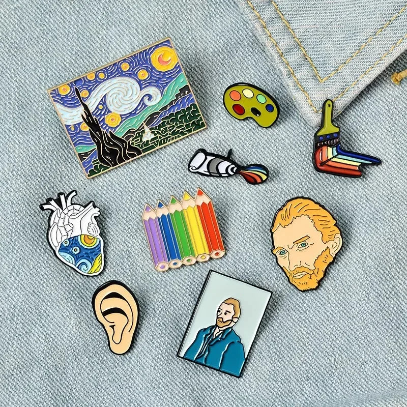 Van Gogh Enamel Pin Custom Art Oil Painting Brooch Lapel Fashion Jewelry Gift