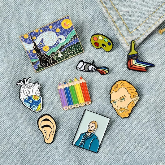 Van Gogh Enamel Pin Custom Art Oil Painting Brooch Lapel Fashion Jewelry Gift