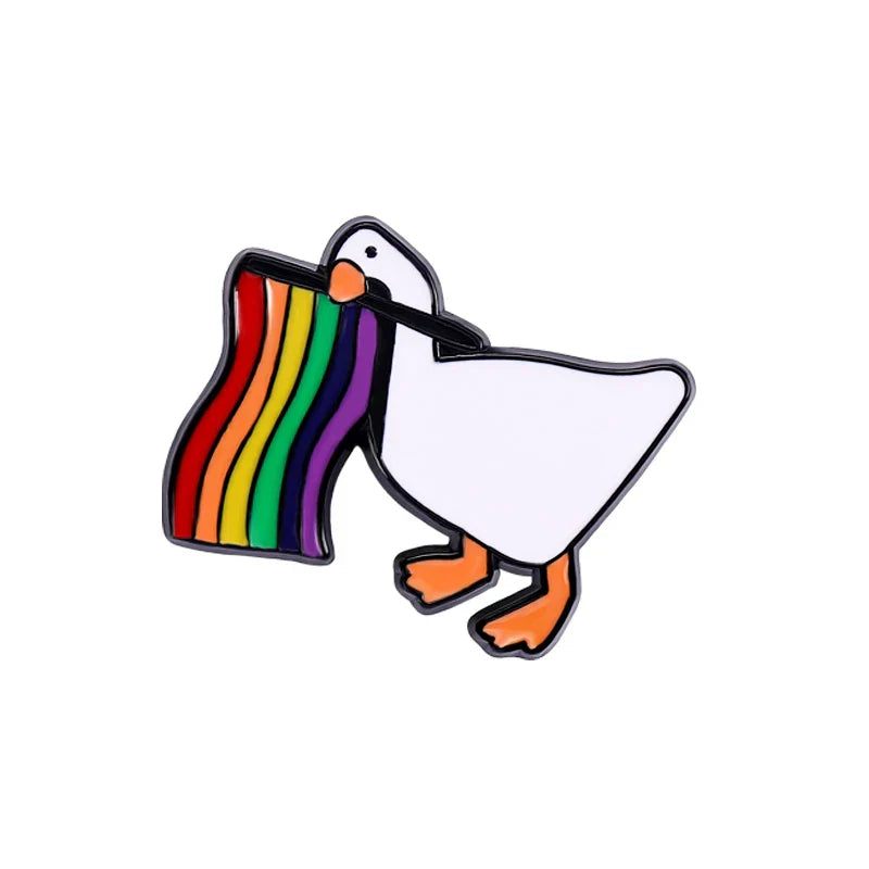 Rainbow Animal Enamel Pin LGBT Goose Cat Frog He Him Brooch Lapel Gift Wholesale
