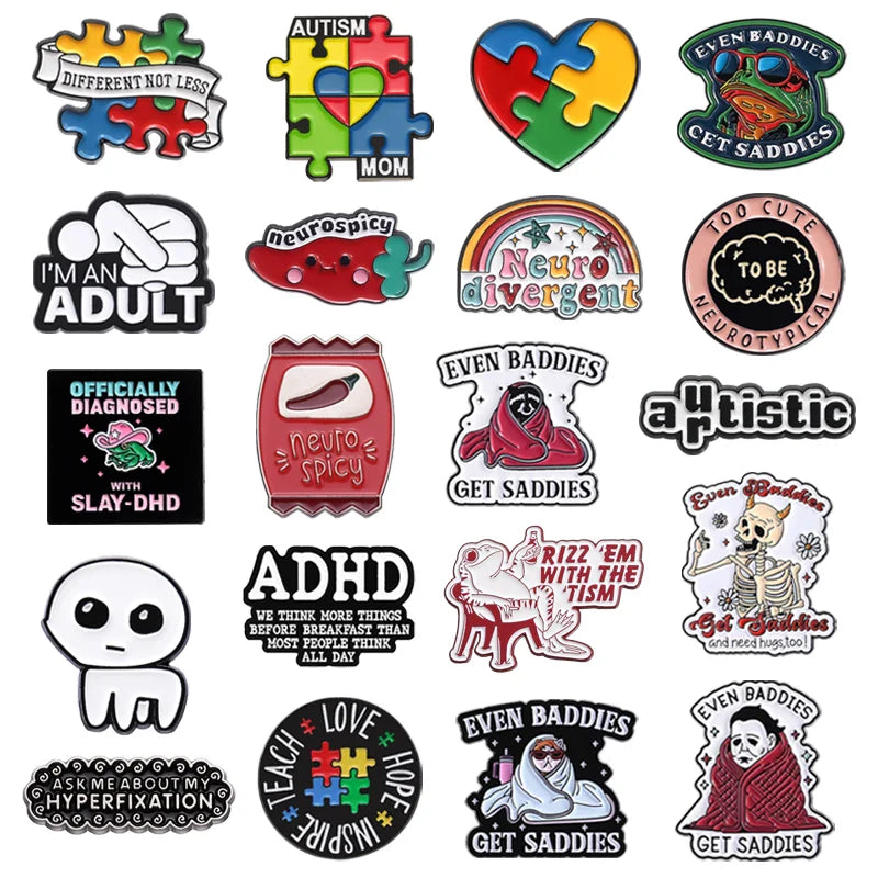 ADHD Awareness Enamel Pin Autism Puzzle Brooch Badge Jewelry Gift