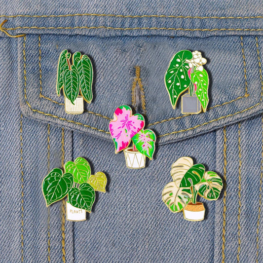 Lucky Bamboo Enamel Pin Cartoon Plant Brooch Lapel Jewelry Gift
