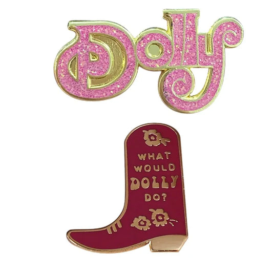 Dolly Parton Enamel Pin - WWDD Country Music Boots Lapel Badge Gift