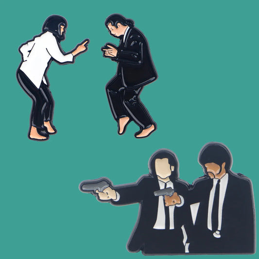 Crime Film Enamel Pin Brooch Black White Lapel Pins Fashion Jewelry Gifts
