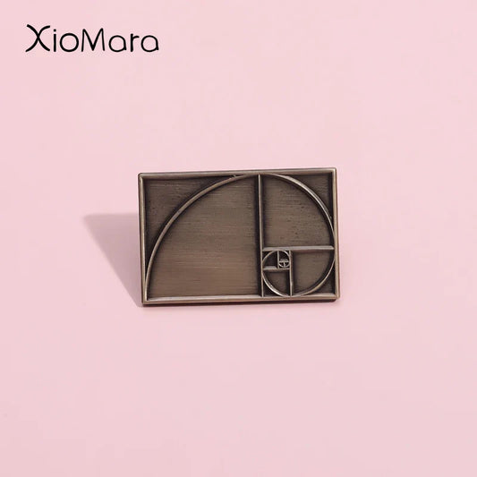 Golden Section Enamel Pins Vintage Copper Fibonacci Brooch Lapel Pin Jewelry Gift
