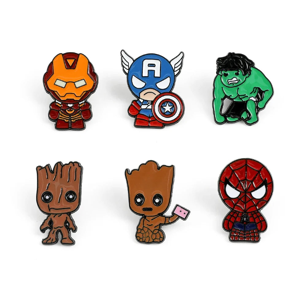 Spider Man Brooch Set Hulk Enamel Pins Backpacks Clothing Jewelry Badges