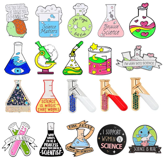 SCIENCE IS MAGIC Laboratory Flask Enamel Brooch Chemist Jewelry Gift