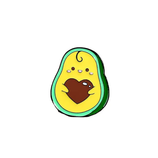 Cartoon Avocado Heart Enamel Pin Badge for Backpack Hat Lapel Jewelry Gift