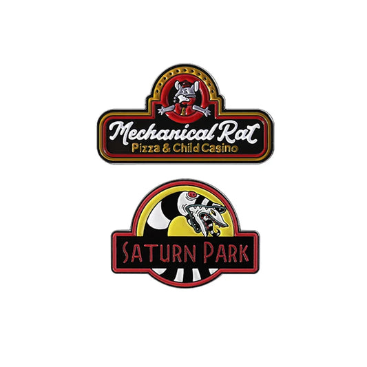 Mechanical Rat Pizza Enamel Pins Cartoon Game Badges Snake Brooches Lapel Jewelry Gifts Accessories