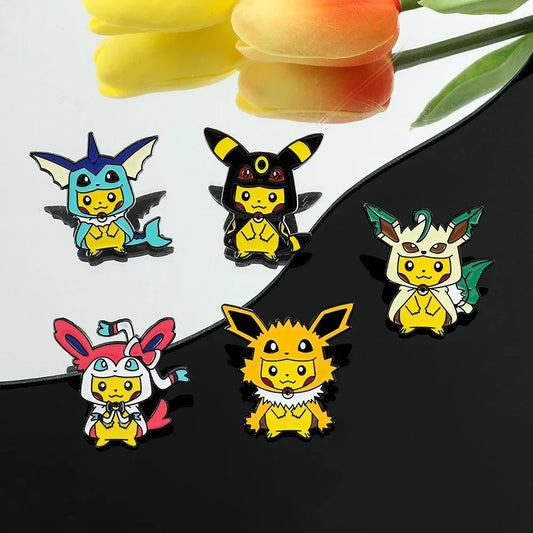 Pikachu Enamel Pin Set - Cute Yellow Elf Brooch Badge for Clothing & Backpack