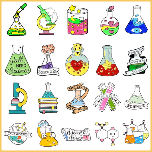 Chemistry Lab Test Tube Enamel Pin Science Microscope Brooch Lapel Jewelry Gift