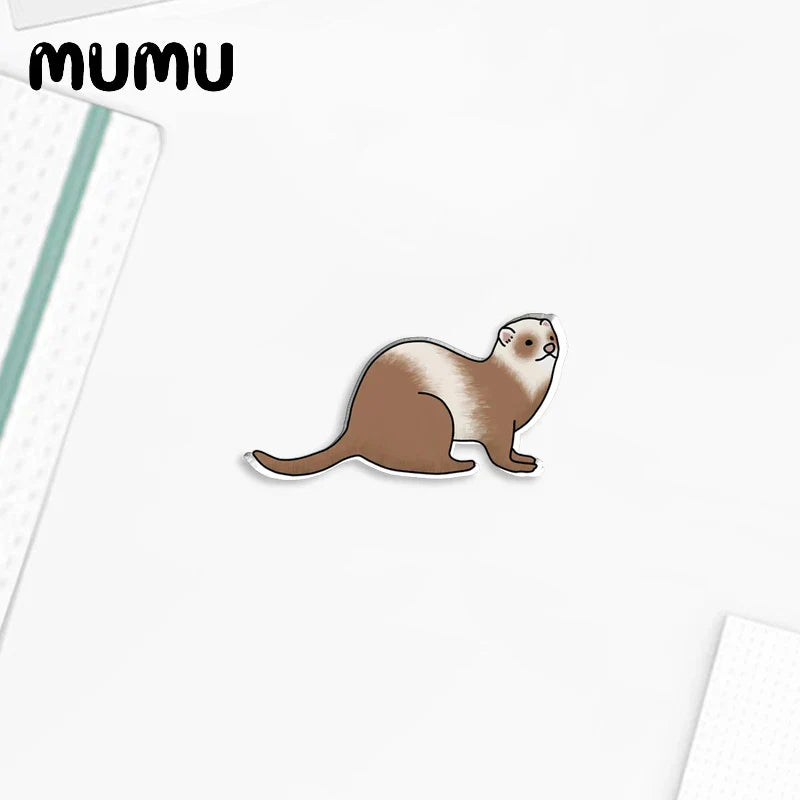 Cute Ferret Lapel Pin Acrylic Brooch Handmade Epoxy Jewelry Badge