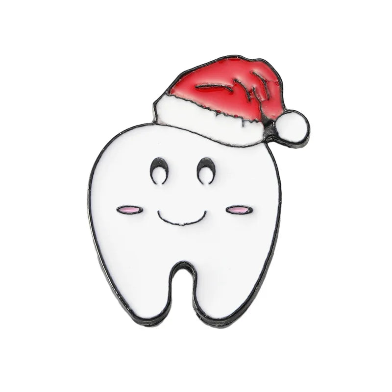 Teeth Care Fun Christmas Hat Brooches Bags Hats Leather Jackets Accessories Jewelry