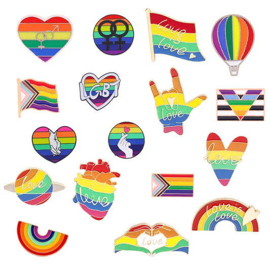 LGBT Rainbow Heart Enamel Pin Brooches Jewelry Wholesale