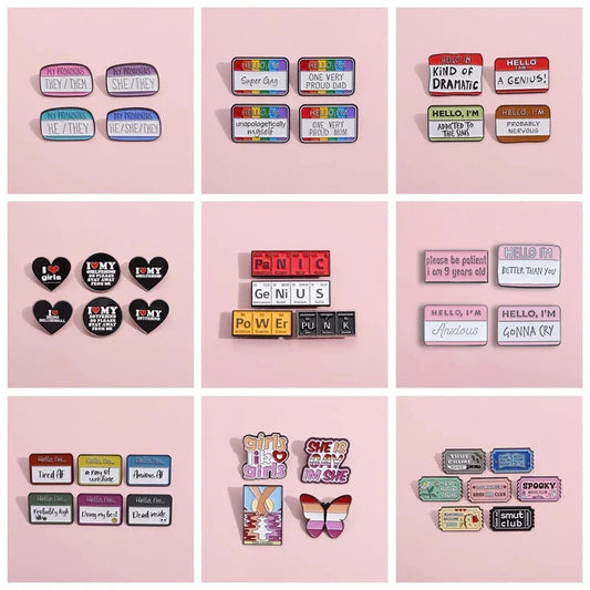 Funny Dialogue Enamel Pin Set - Custom Quotes Brooches Lapel Backpack Badge Wholesale
