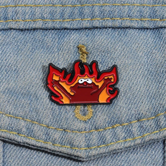 Fire Hellmo Enamel Pins Cute Cartoon Brooches Lapel Badges Funny Anime Animal Jewelry Gift