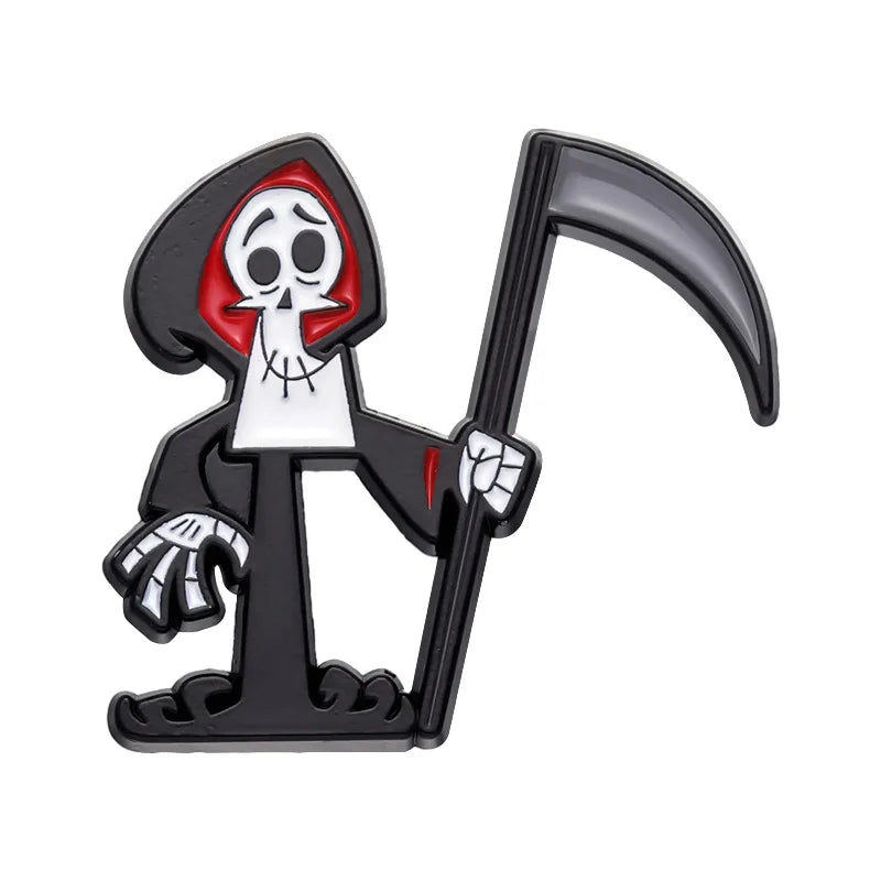 Cartoon Sickle Death Brooch Knife Ghost Metal Badge Trendy Clothing Bag Brooch