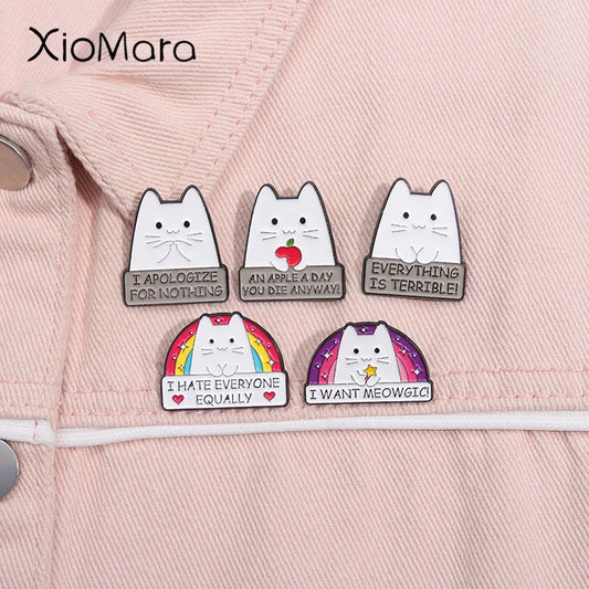 Meowgic Cat Enamel Pin Rainbow Brooch Lapel Badge Jewelry Wholesale