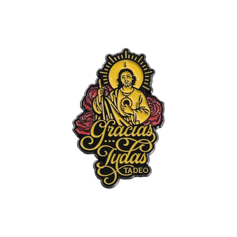 San Judas Tadeo Enamel Pins Holy Art Statues Brooches Backpack Lapel Badges Jewelry Gifts